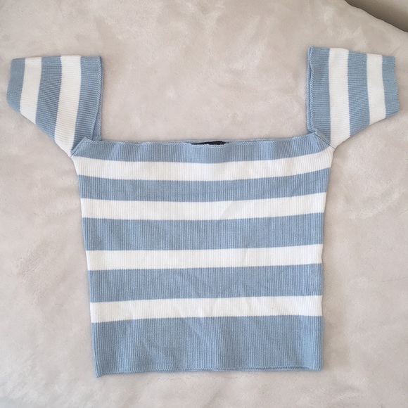 forever 21 stripped off the shoulder crop top - Picture 2 of 3